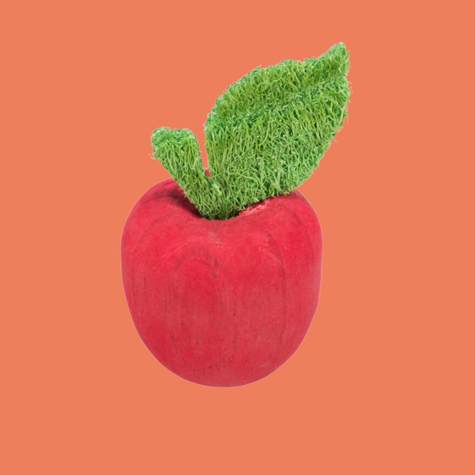 Pomme en bois et luffa - hop-box.fr